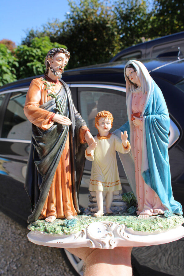 ITALIAN MENEGHETTI capodimonte porcelain holy family group statue signed