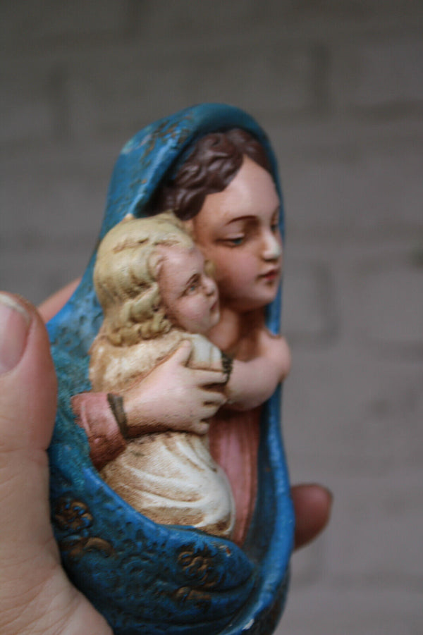 Vintage 50s small ceramic chalk miniature bust madonna statue religious