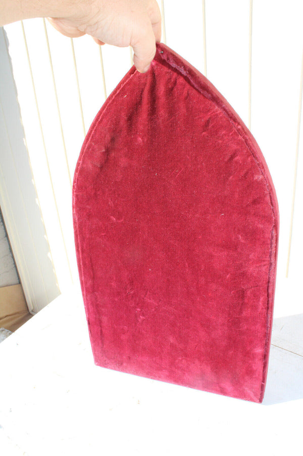 Antique Red velvet French convex glass globe crucifix rare religious