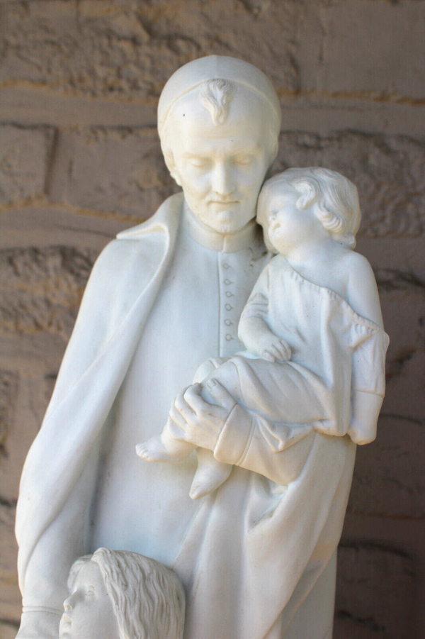 Antique Large Saint Vincentius Bisque porcelain Statue figurine