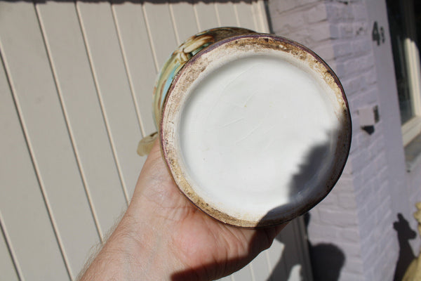 Antique Faience hand paint lady landscape dragon vase