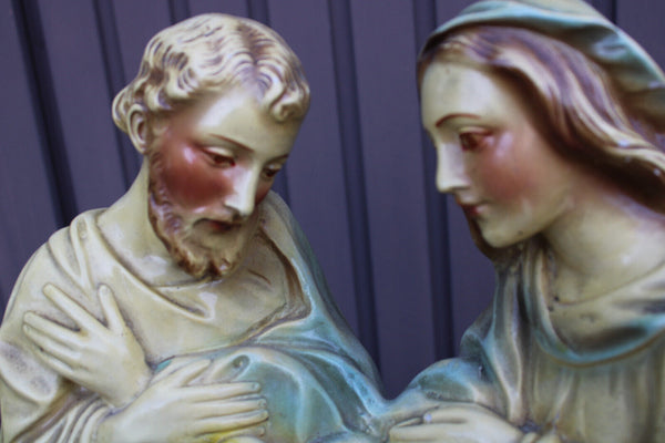Antique Belgian ARNOVA ceramic marked holy family jesus baby sculpture statue