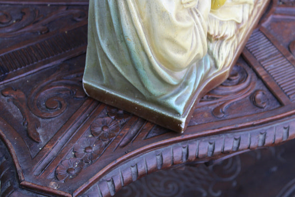 Antique Belgian ARNOVA ceramic marked holy family jesus baby sculpture statue
