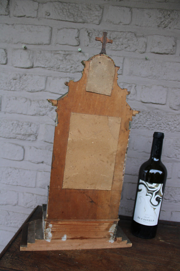 Antique religious home altar wood carved toys rare monstrance crucifix 1900s