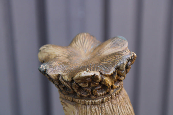 Antique Ceramic XL statue our lady of flanders lion signed MERLINI religious