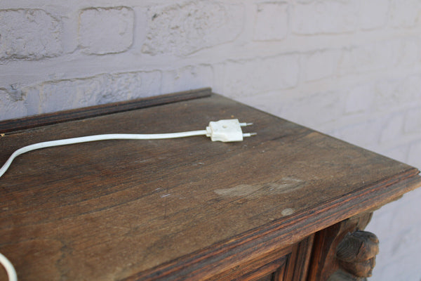 LARGE cobalt blue limoges porcelain decor table lamp glass shade