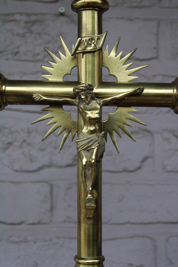 Antique brass altar church crucifix