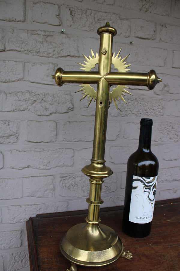Antique brass altar church crucifix