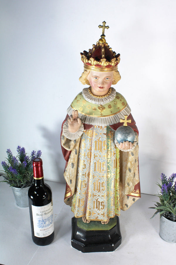 Antique large religious jesus of prague church statue rare