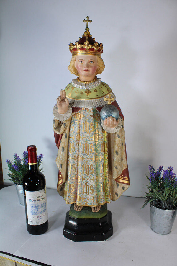 Antique large religious jesus of prague church statue rare