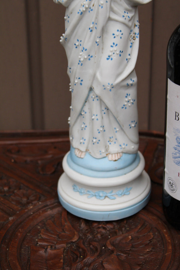 Antique bisque porcelain saint sacred heart jesus christ statue figurine