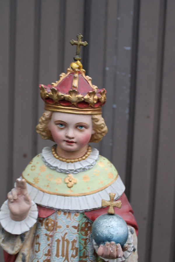 Antique large religious jesus of prague church statue rare