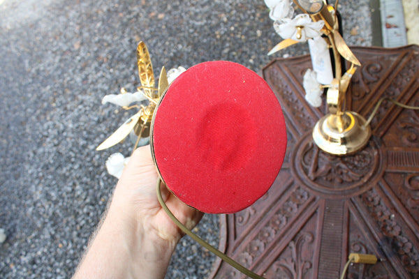 PAIR vintage Murano glass flower table lamps metal gold gilt 1970s