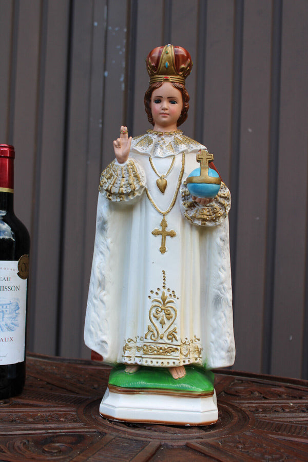 Vintage italian ceramic chalk jesus prague statue