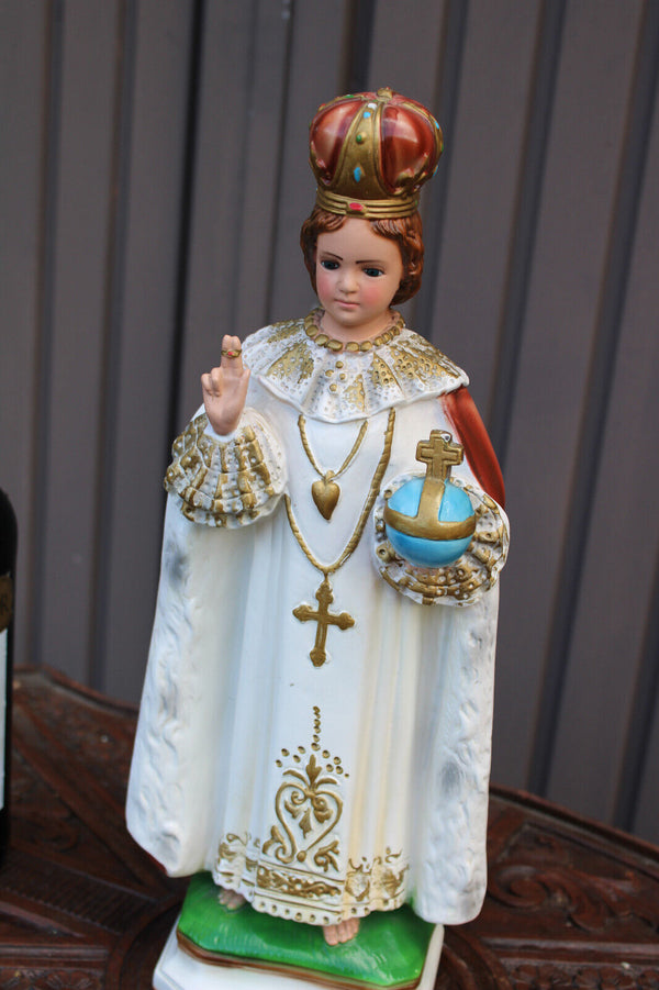 Vintage italian ceramic chalk jesus prague statue