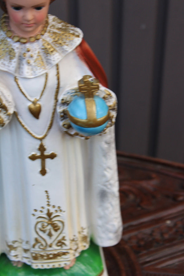 Vintage italian ceramic chalk jesus prague statue