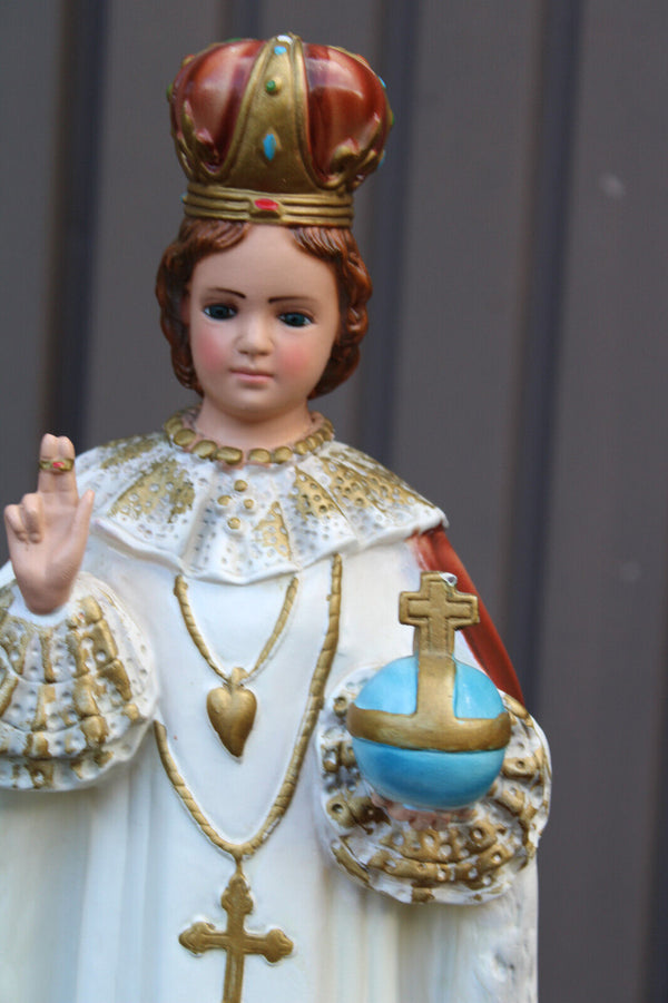 Vintage italian ceramic chalk jesus prague statue