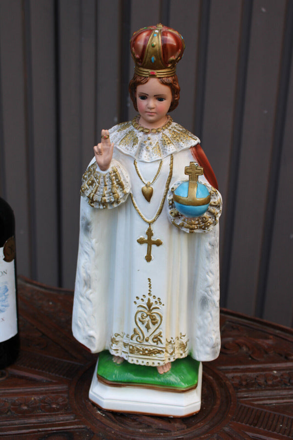 Vintage italian ceramic chalk jesus prague statue