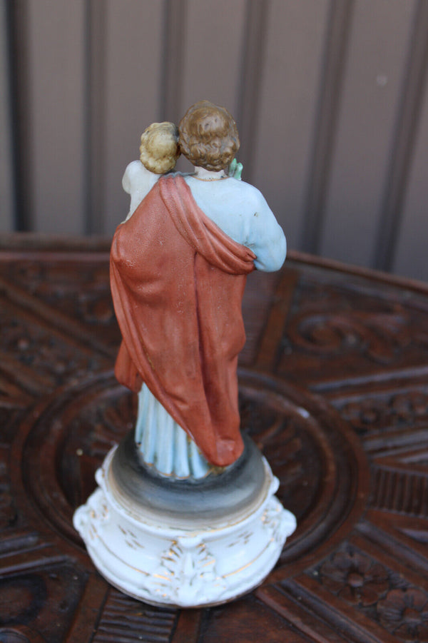 Antique french vieux paris porcelain bisque statue saint joseph