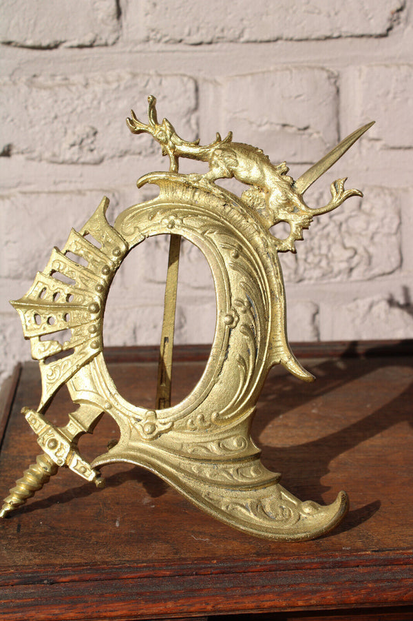 Antique brass dragon mythological sword picture photo frame