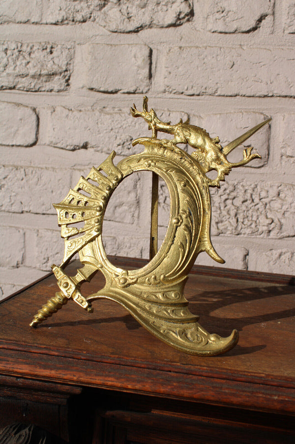 Antique brass dragon mythological sword picture photo frame