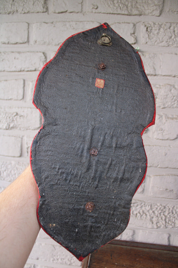 Antique French brass saint joseph statue figurine angels holy water font velvet