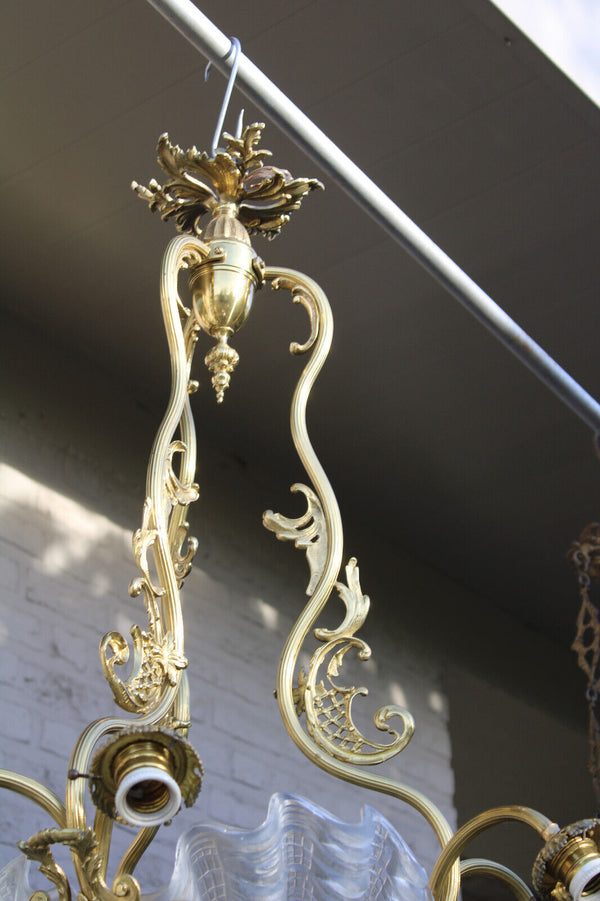 Antique Bronze glass shells Chandelier lamp