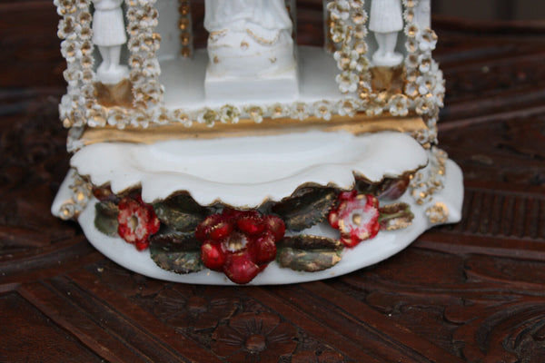 Antique 19thc vieux paris porcelain large holy water font neo gothic chapel mary