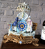 Gorgeous porcelain mantel clock romantic couple palm tree 1970
