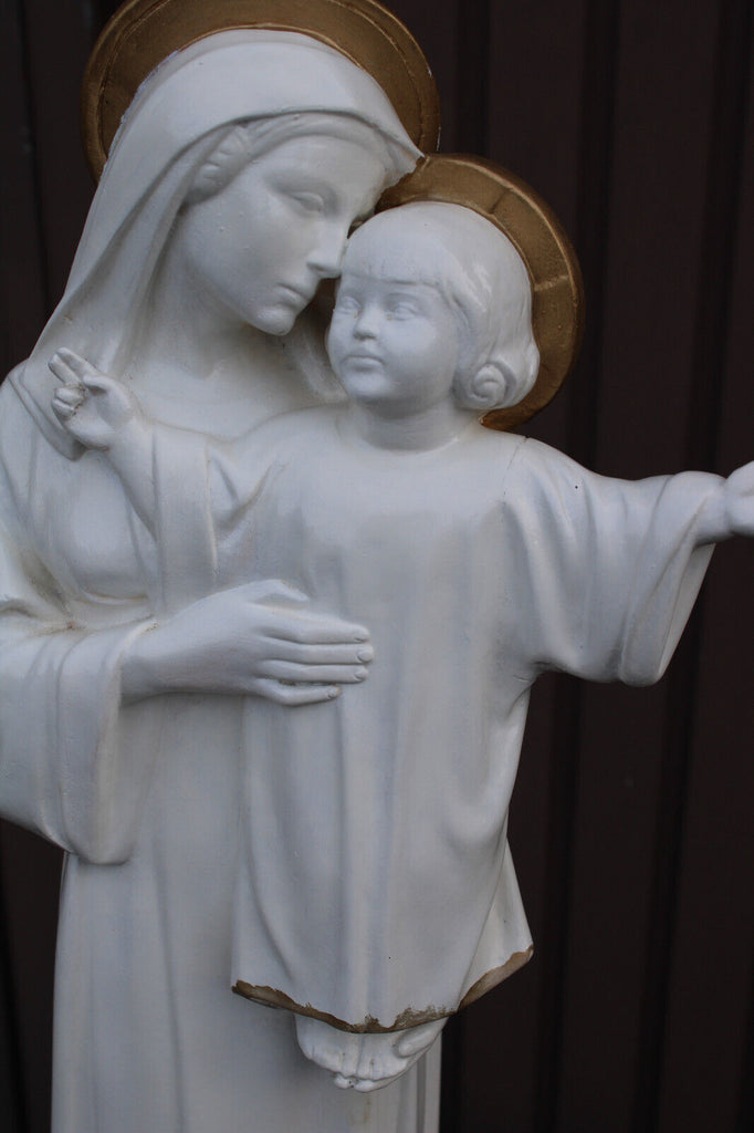 Antique ceramic chalk XL art deco madonna statue sculpture rare FF