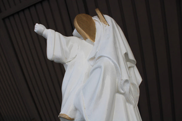 Antique ceramic chalk XL art deco madonna statue sculpture rare