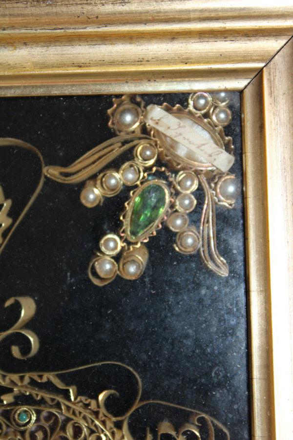 Antique religious Crucifix 5 relic holder stones frame plaque rare