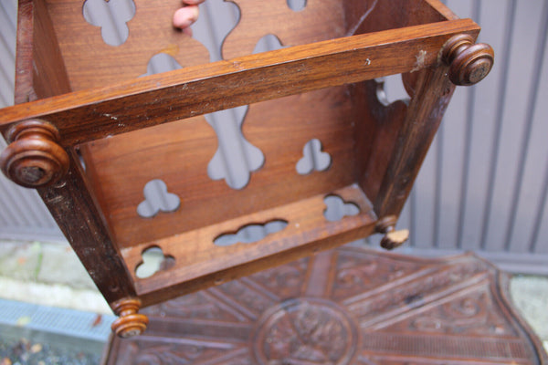 Antique wood carved bible stand lectern religious crucifix rare