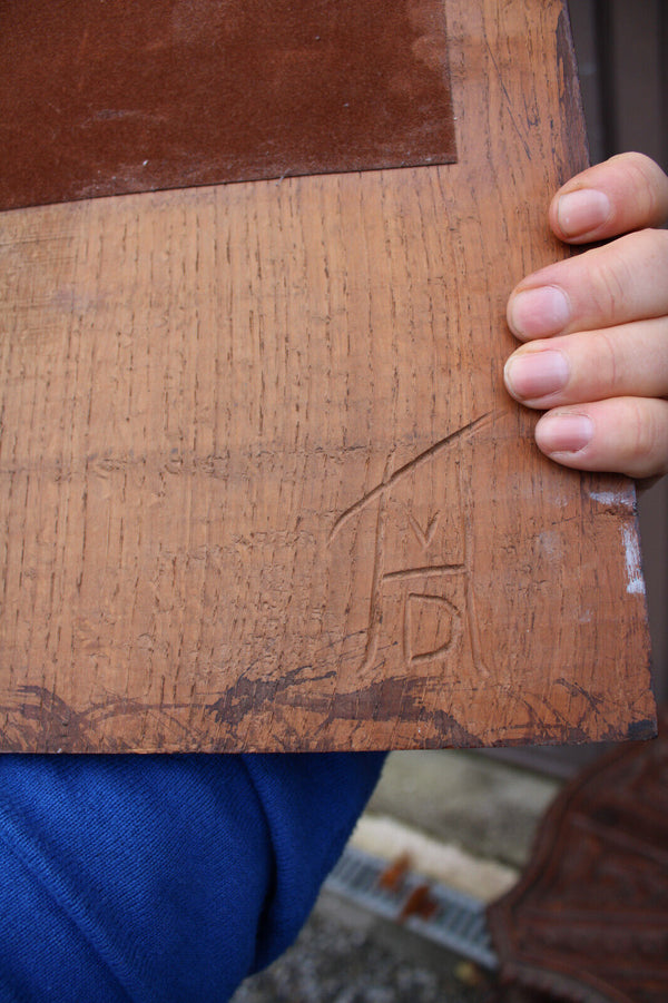 Wood carved religious wall plaque agnus dei relic monstrance souvenir panel