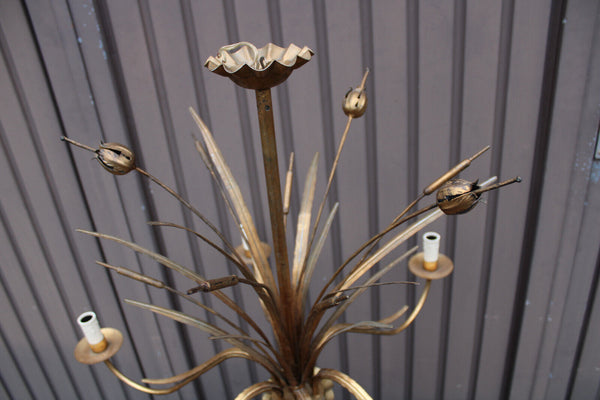 Hollywood regency hans kogl wheat sheaf gilded metal Chandelier lamp 1970