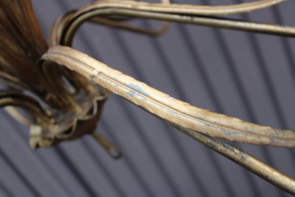 Hollywood regency hans kogl wheat sheaf gilded metal Chandelier lamp 1970