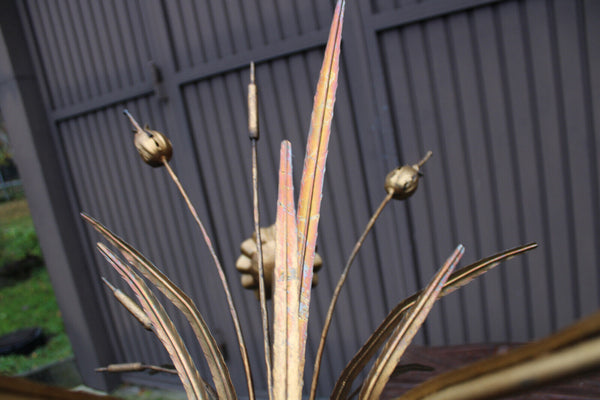 Hollywood regency hans kogl wheat sheaf gilded metal Chandelier lamp 1970