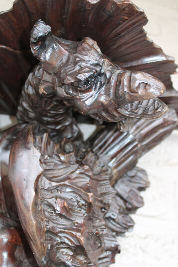 Antique large 19thc French wood carved mythological dragon wall console rare