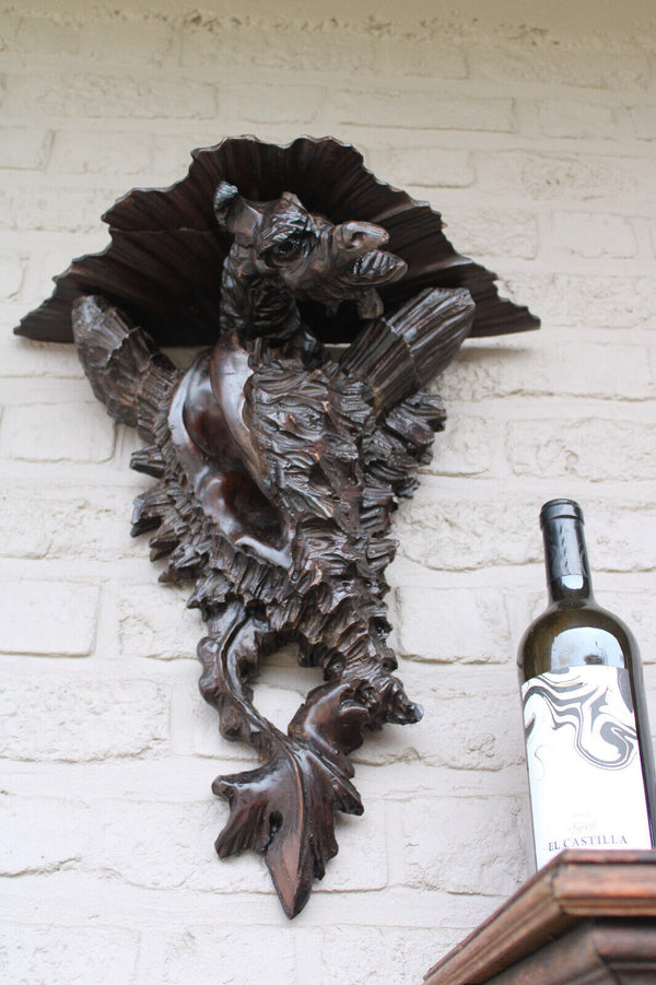 Antique large 19thc French wood carved mythological dragon wall console rare