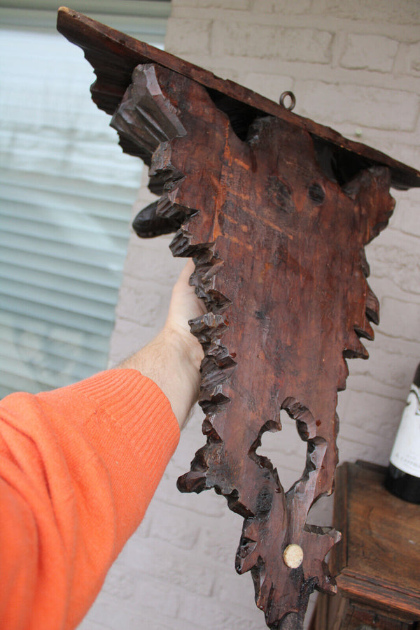 Antique large 19thc French wood carved mythological dragon wall console rare