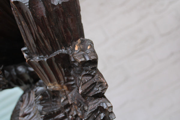 Antique large 19thc French wood carved mythological dragon wall console rare