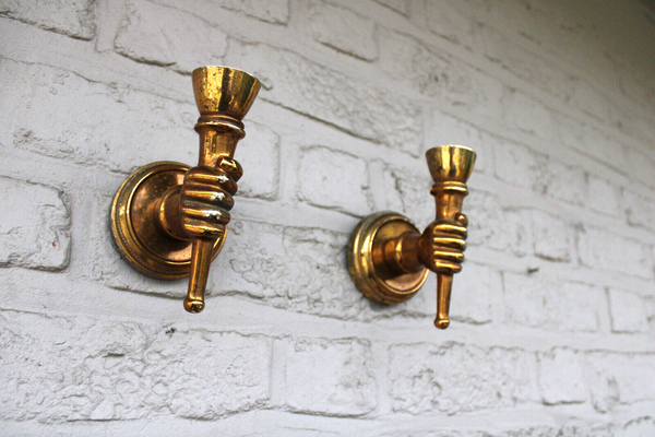 Hollywood regency pair wall lights sconces hand form opaline maison jansen rare