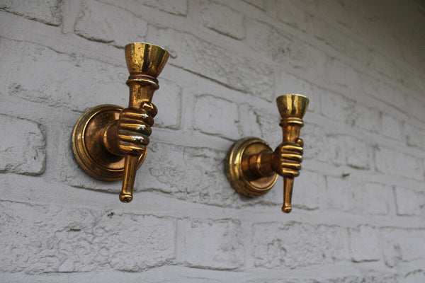 Hollywood regency pair wall lights sconces hand form opaline maison jansen rare