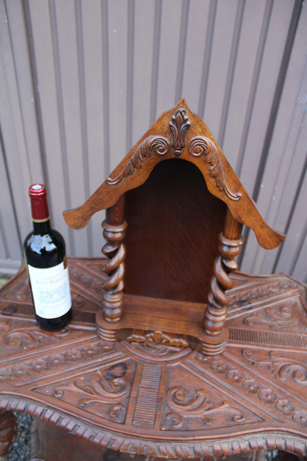 Antique Wood carved chapel ceramic madonna figurine statue signed guelfi