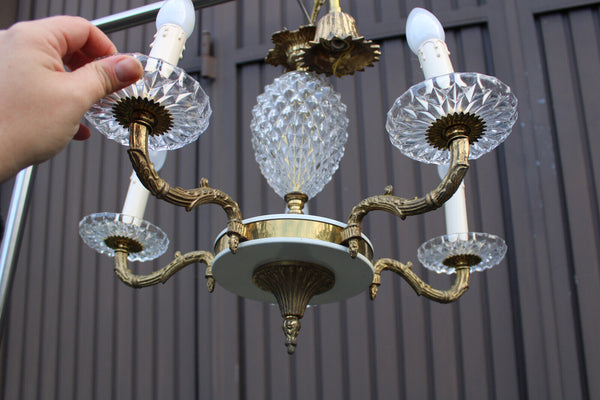 Vintage pineapple glass hollywood regency Chandelier lamp