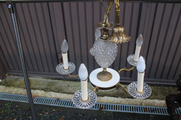 Vintage pineapple glass hollywood regency Chandelier lamp