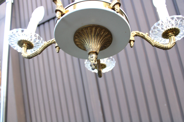 Vintage pineapple glass hollywood regency Chandelier lamp