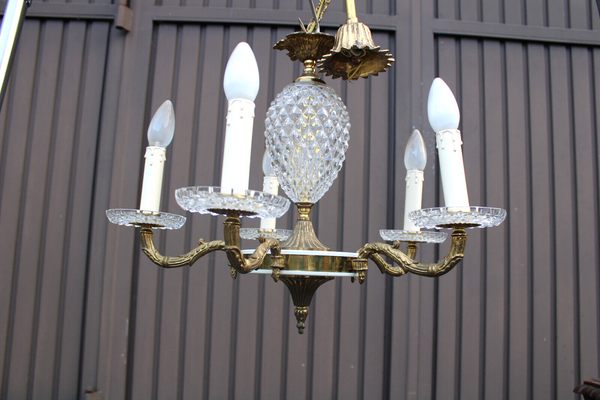 Vintage pineapple glass hollywood regency Chandelier lamp