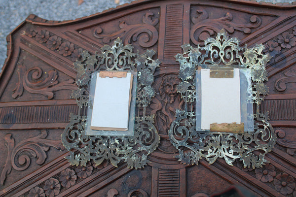 PAIR antique Copper cut picture photo frame art nouveau