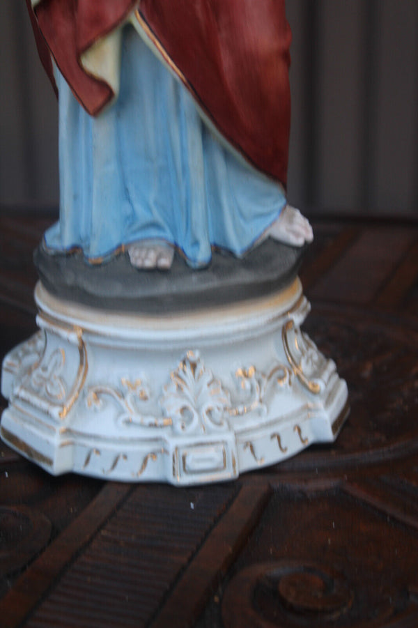 Antique french Large bisque porcelain saint joseph figurine statue